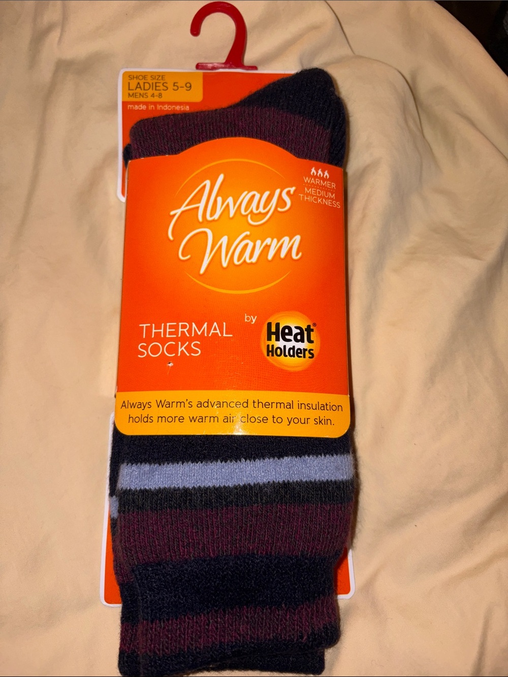 NWT Always Warm Thermal Socks Women Size 5-9 Med thickness black gray red soft